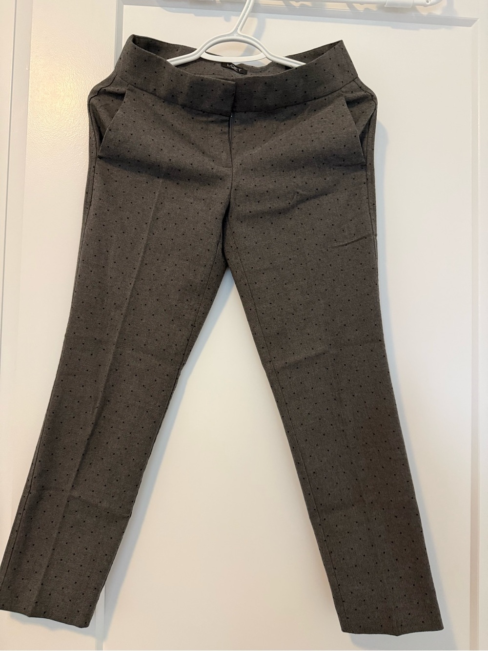 LOFT Charcoal Gray Polka Dot Ponte Dress Pants